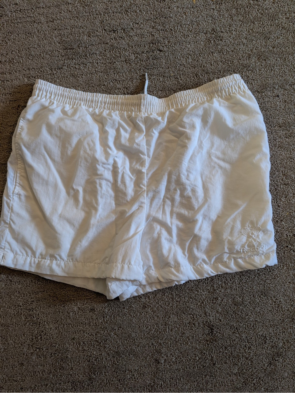 Vintage Reebok White Tennis Shorts Embroidered Logo Drawstring